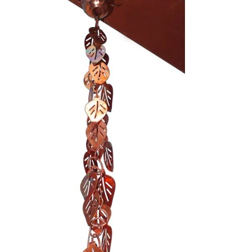 Monarch Rain Chains Pure Copper Cascading Leaves Rain Chains for Gutters – 8.5 ft Decorative Rainchain Outdoor Durable Heavy Duty Gutter Chain Downspout Replacement, Modern Rainchains for Outside