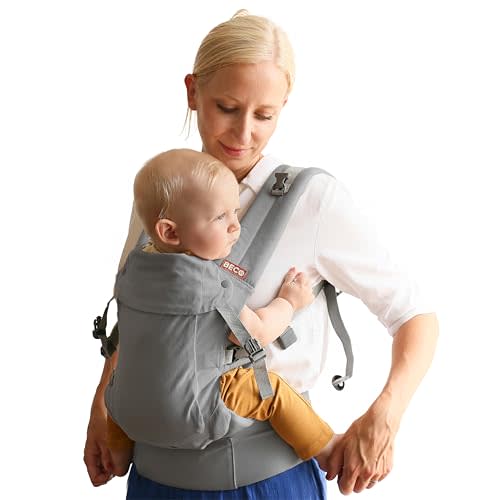 Beco Gemini 2.0 Baby Carrier Newborn to Toddler with M-Cloud™ Support - 4-Position Ergonomic Baby Carriers, Certified Hip-Healthy Newborn Carrier, Fully Adjustable to Fit All Parents (7–35 lbs) - Grey