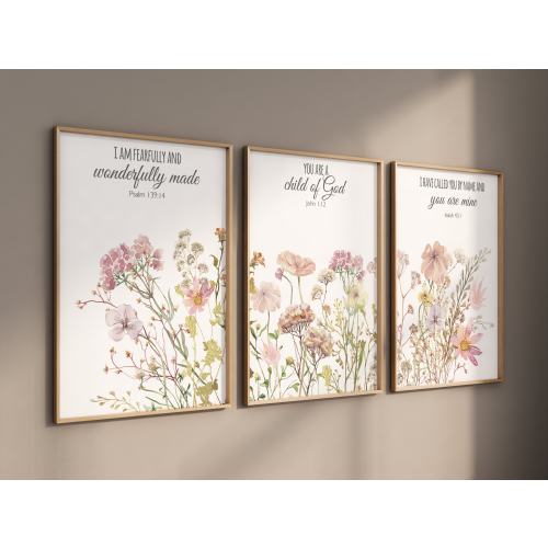 Wildflower Nursery Print: Boho Floral Decor, Bible Verse Art