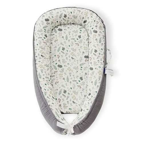 Premium Muslin Baby Lounger - Foldable, Adjustable & Breathable Infant Seat for 0-24 Months, Portable Travel Design with Mesh Liner, Soft & Cozy for Home & On-The-Go