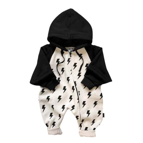 Hooded Fleece Romper in Bowie (PREORDER)
