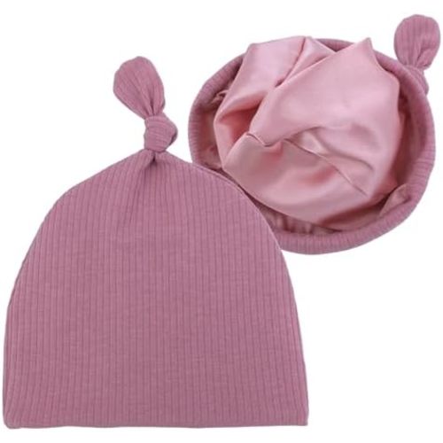 Silky Satin Lined Newborn Hat Hair Care Knot Beanie Hats for Infant Baby Boys Girls Caps 0-6 Months