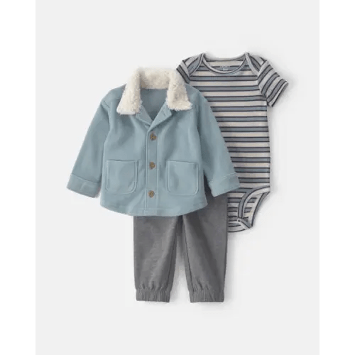 Baby Boy 3-Piece Striped Fleece Layering Set - Blue | Carter's