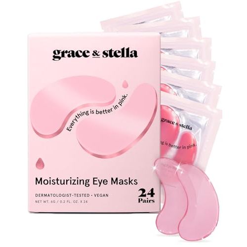 grace & stella Award Winning Under Eye Mask - Gifts for Women - Reduce Dark Circles, Puffy Eyes, Wrinkles, Under Eye Patches - Birthday, Bachelorette Party Favors - Vegan Self Care (24 Pairs, Pink)