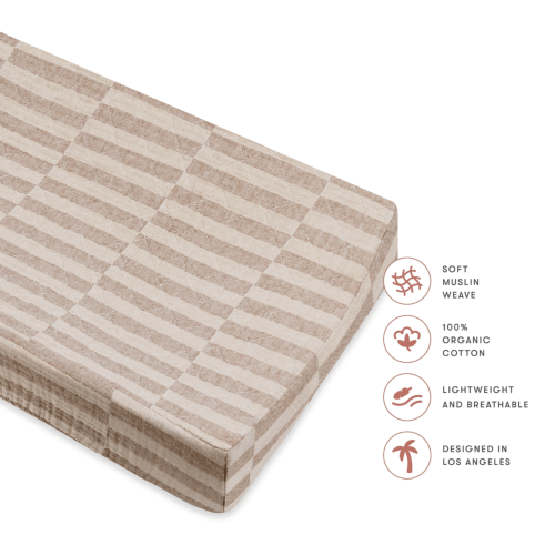 Organic Quilted Changing Pad Cover (Cocoa Stripe)