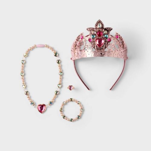 Pretend Play Jewelry Accessory Pack with Crown, Necklace, Bracelet & Ring - Gigglescape™