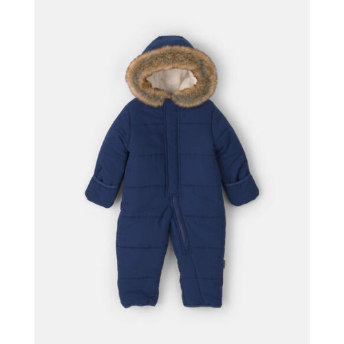 Baby Boy 1-Piece Hooded Pram Snowsuit - Navy Blue - OshKosh B'gosh | Carter's