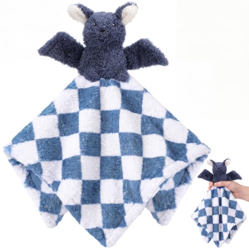 Simgoing 16 in Halloween Bat Security Blanket Loveys Gifts for Babies | Newborn Soft Stuffed Security Blanket with Toy Rattle, Soothing Blanket, Lovely Plush Sleeping Gift, Infant Toddler Baby
