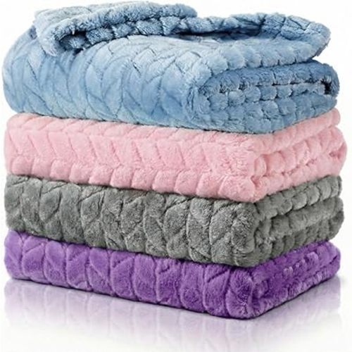 Frienda 4 Pcs Baby Fuzzy Blanket Fluffy Baby Blanket for Boys Girls Soft Warm Infant Newborn Toddler Receiving Nursery Bed Supplies, 32 x 24 Inch(Elegant Color)