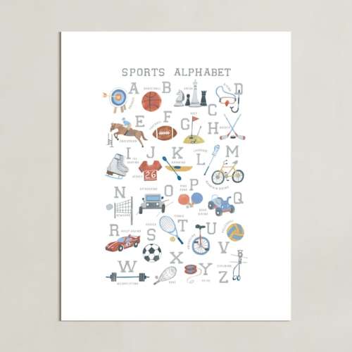 Sports Alphabet Open Edition Children's Art Print by Teju Reval
