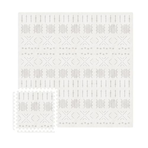 MOON WALKERS Stylish Boho Baby Play Mats for Floor,(6x6ft) Play Mat for Babies and Toddlers, Non-Toxic, Soft, Thick, Tummy Time Mat for Crawling (Extra Large 9 Tiles, Ivory Aztec)