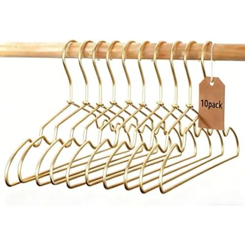 12.6" Matte Gold Metal Kids Baby Hangers, 10Pack, Non Slip, Suit for Coated Wire Children Clothes Hangers, Closet Storage,Retail Display Space Saving for Toddler Coats Infant Hangers