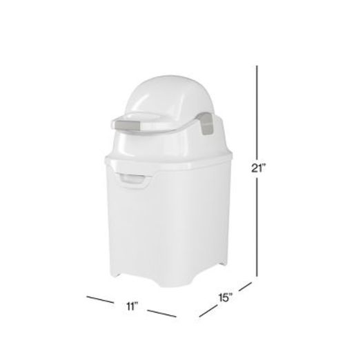 Foundations Mini Diaper Pail with Airtight Lid - Durable & Odorless Diaper Disposal, Holds up to 30 Newborn Diapers, Refill with Any Bags - White