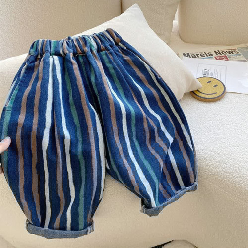 Toddler Colorful Vertical Striped Denim Pants