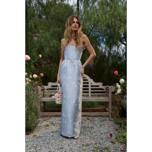 The Cheryl Dress in Icelandic Blue Baroque Floral