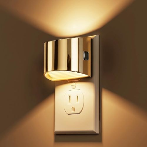 L LOHAS LED Night Lights Plug into Wall, Dimmable Night Light with 3 Level Brightness, 3000K Soft White, 2 Pack, Gold