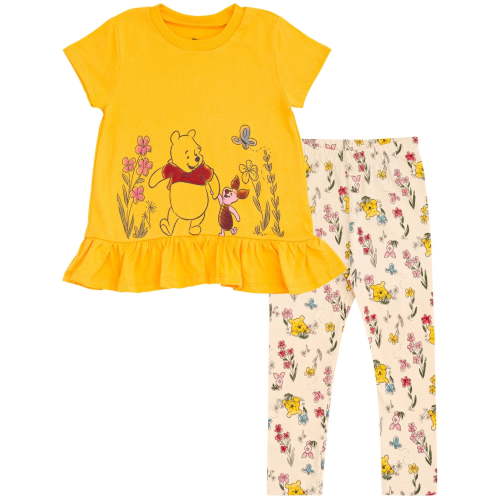 Disney Winnie the Pooh Piglet Infant Baby Girls Peplum T-Shirt and Leggings Outfit Set Newborn to Toddler