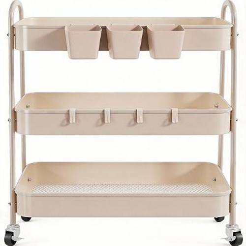 3 Tier Rolling Utility Cart Lockable Wheels Organizer Storage