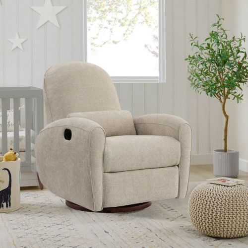 Spruce & Spring Power Swivel Glider Recliner Nursery Chair - Light Gray-Faux Leather-Single