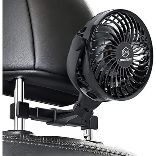 Retractable Portable Car Fans with 4 Speeds for Headrest and Rear Seat, Small Cooling Vehicle Air Fan, Quiet Operation, Rechargeable, Battery Operated,360 Degree Rotatable USB Fan for Baby, Puppy, SUV