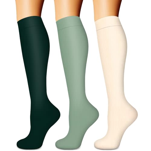 Compression Socks for Women & Men (3 pairs) - Best Support for Nurses, Running, Hiking, Recovery & Flight Socks
