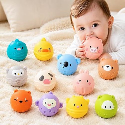 Jovow 12pcs Baby Textured Sensory Balls for Babies 6-12 Months