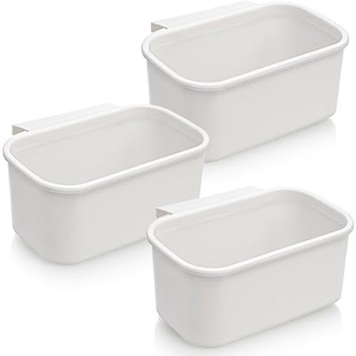 DEAYOU 3 Pack Hanging Cup Holders, Utility Rolling Cart Accessories, Hanging Storage Basket, Pencil Holder Makeup Organizers for Art Craft Supplies, Home, Kitchen, Office, White, 10.2''x5.5''x4.7''