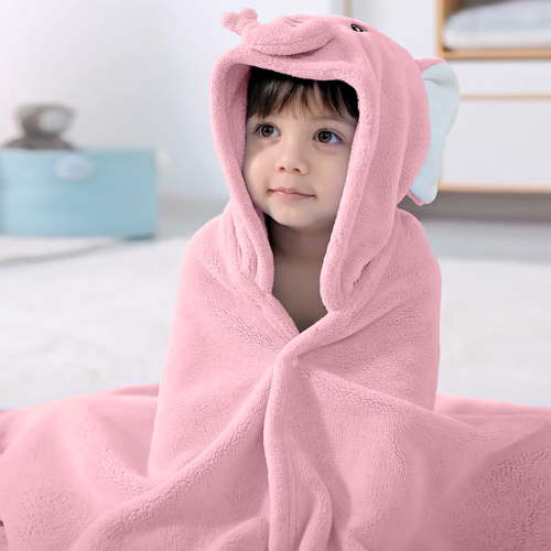 RKSTN Hooded Baby Towels Ultra Soft Baby Bath Towels with Hood for Toddler Infant Newborn Elephants Hooded Bath Towel for Baby Boy Girl (Pink, 25.5"x55.1") - on Clearance