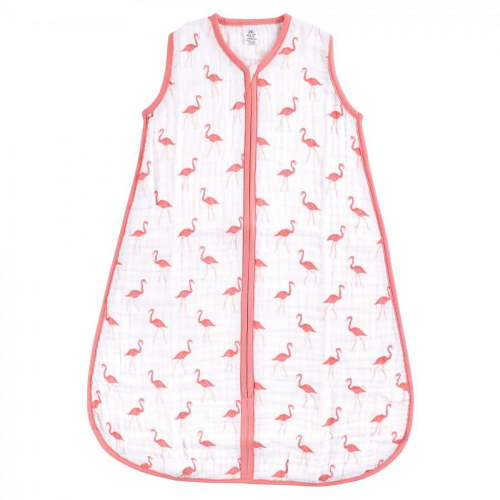 Yoga Sprout Baby Girl Sleeveless Muslin Cotton Sleeping Bag, Sack, Blanket, Flamingo, 6-12 Months