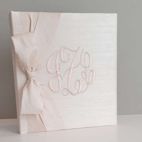 Monogrammed Silk Baby Memory Book: Heirloom First Year Keepsake