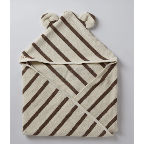 Stripes Hooded Baby Towel – Mocha