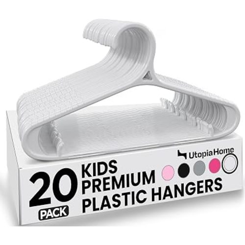 Utopia Home Kids Hangers 20 Pack – 11 Inch Non-Slip Baby Hangers White