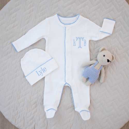 Personalized Baby Footie, Monogrammed Newborn Outfit, Custom Embroidered Name, Coming Home Gift, Soft Baby Sleeper, Baby Shower Gift