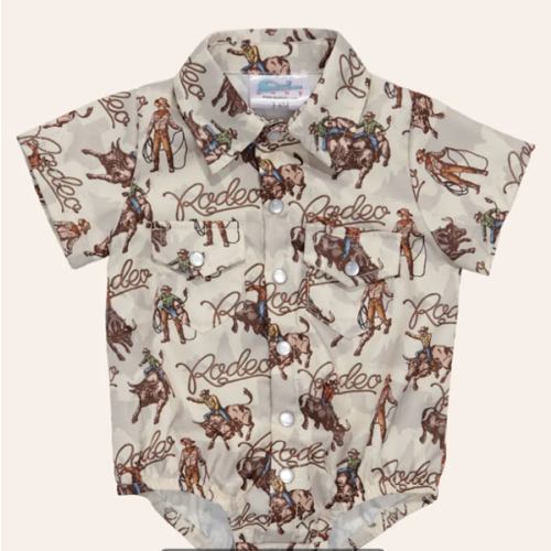 Shea Baby Infant Boys' Cream Rodeo Print Pearl Snap Onesie | Cavender's