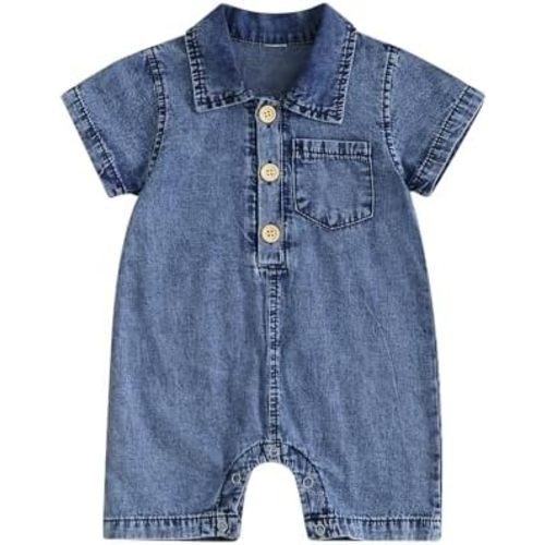 BemeyourBBs Newborn Baby Boy Summer Clothes Short Sleeve Dress Shirt Romper Button Jumpsuit Gentleman One Piece Outfit