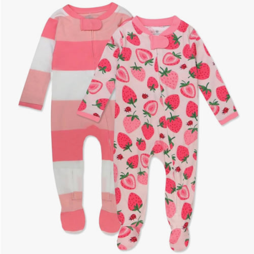 HonestBaby Sleep and Play Footed Pajamas One-Piece Sleeper Jumpsuit Zip-Front PJs 100% Organic Cotton for Baby Girls