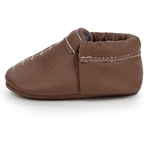 BirdRock Baby Fringeless Moccasins - Genuine Leather Boys and Girls Shoes for Newborns, Infants, Babies, Toddlers