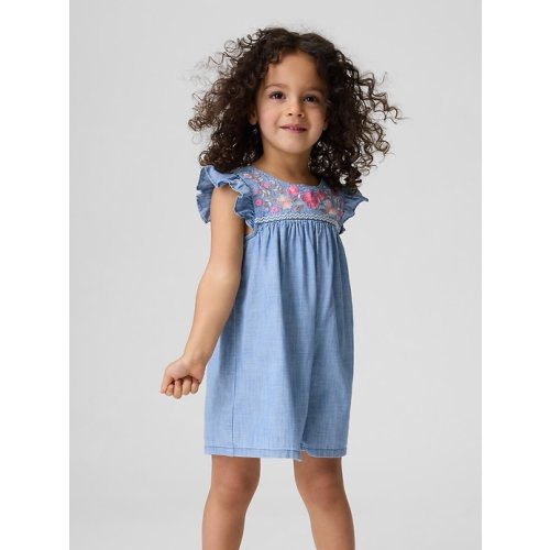 Baby & Toddler Denim Embroidered Yoke Romper