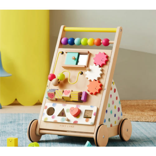 Tiny Land® Premium Natural Wooden Activity Walker