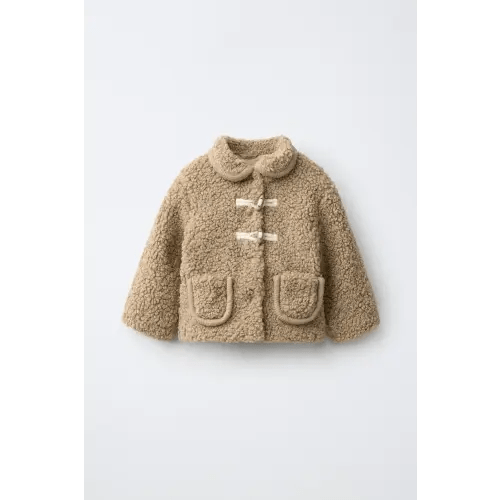 FROG FASTENING SHEARLING-STYLE JACKET - taupe brown | ZARA United States