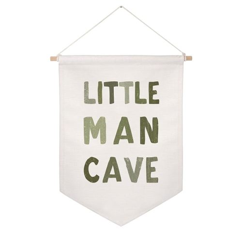 Little Man Cave Pennant Flag Wall Art Banner, Kids Room Decor, Nursery Wall Decor, Little Man Cave Sign, Hanging Canvas Banner, Baby Boy Wall Art, Kids Wall Art, Boys Room Decor, Boy Nursery Decor