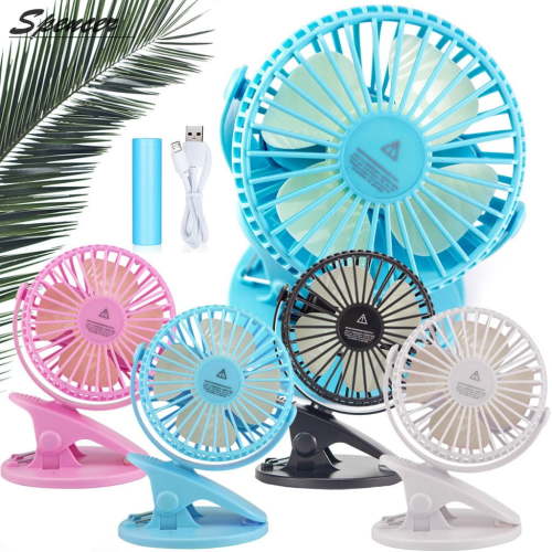 Spencer Clip on Desk Fan Portable Mini Quiet Fan 360Rotation Rechargeable USB Cooling Table Fans for Baby Stroller Car Camping Home - Battery Include "Pink"