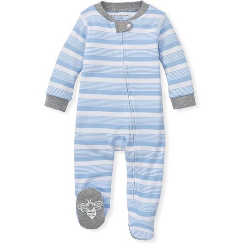 Burt's Bees Baby Boys' Sleep and Play PJs, 100% Organic Cotton One-Piece Romper Jumpsuit Zip Front Pajamas