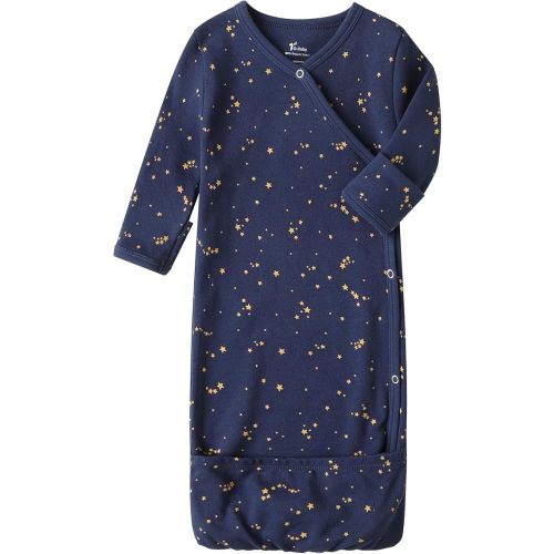 O2 BABY 100% Organic Cotton Kimono Gown with Mittens & Fold-Over Pouch