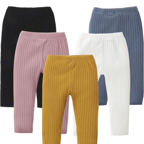 5 Pack Baby Girl Solid Ribbed Pants