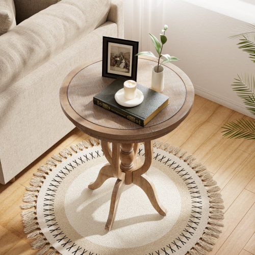 Gracie Oaks Martinis Rustic Farmhouse End Table, Natural Top Side Table, Brown & Reviews | Wayfair