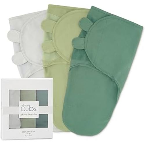 Comfy Cubs Swaddle Blanket Baby Girl Boy Easy Adjustable 3 Pack Infant Sleep Sack Wrap Newborn Babies (Small 0-3 Months, Stone, Sage, Azul)