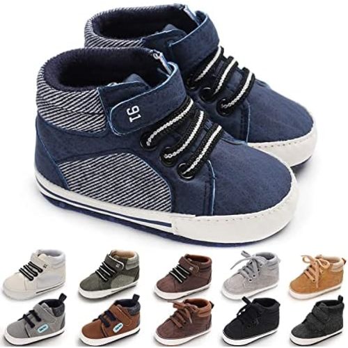 CENCIRILY Baby Boys Girls High Top Sneakers Soft Soles Anti Skid Infant Ankle Shoes Toddler Prewalker First Walking Crib Shoes