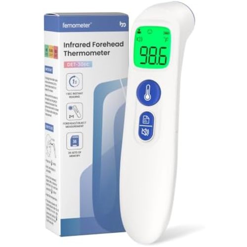 Femometer No-Touch Digital Thermometer for Adults, Kids and Babies, White