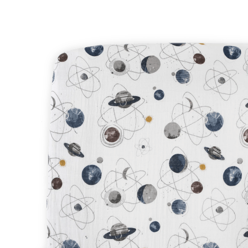 Cotton Muslin Crib Sheet - Planetary
